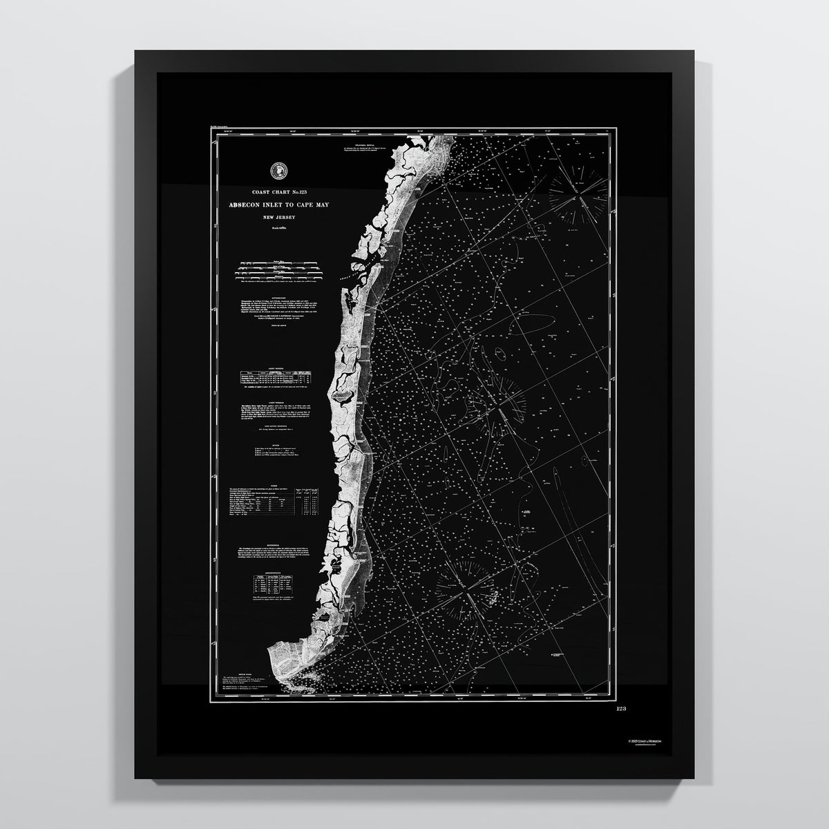 Absecon Inlet To Cape May NOIR - M (45x60 cm / 18x24″) Black Frame