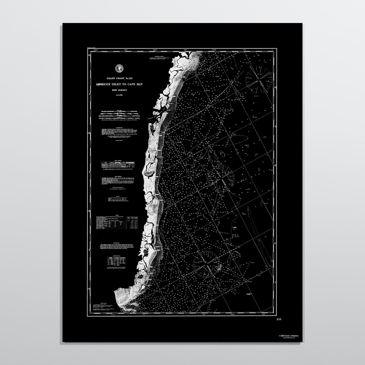 Absecon Inlet To Cape May NOIR - L (60x80 cm / 24x32″) Print Only
