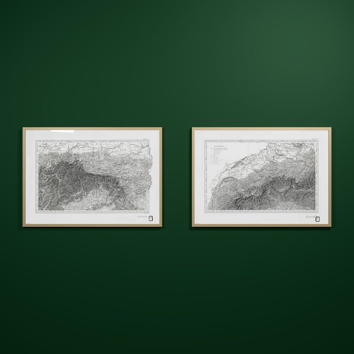 Alpi Italiano Diptych - XL (70x100 cm / 28x40″) Natural Wood Frame