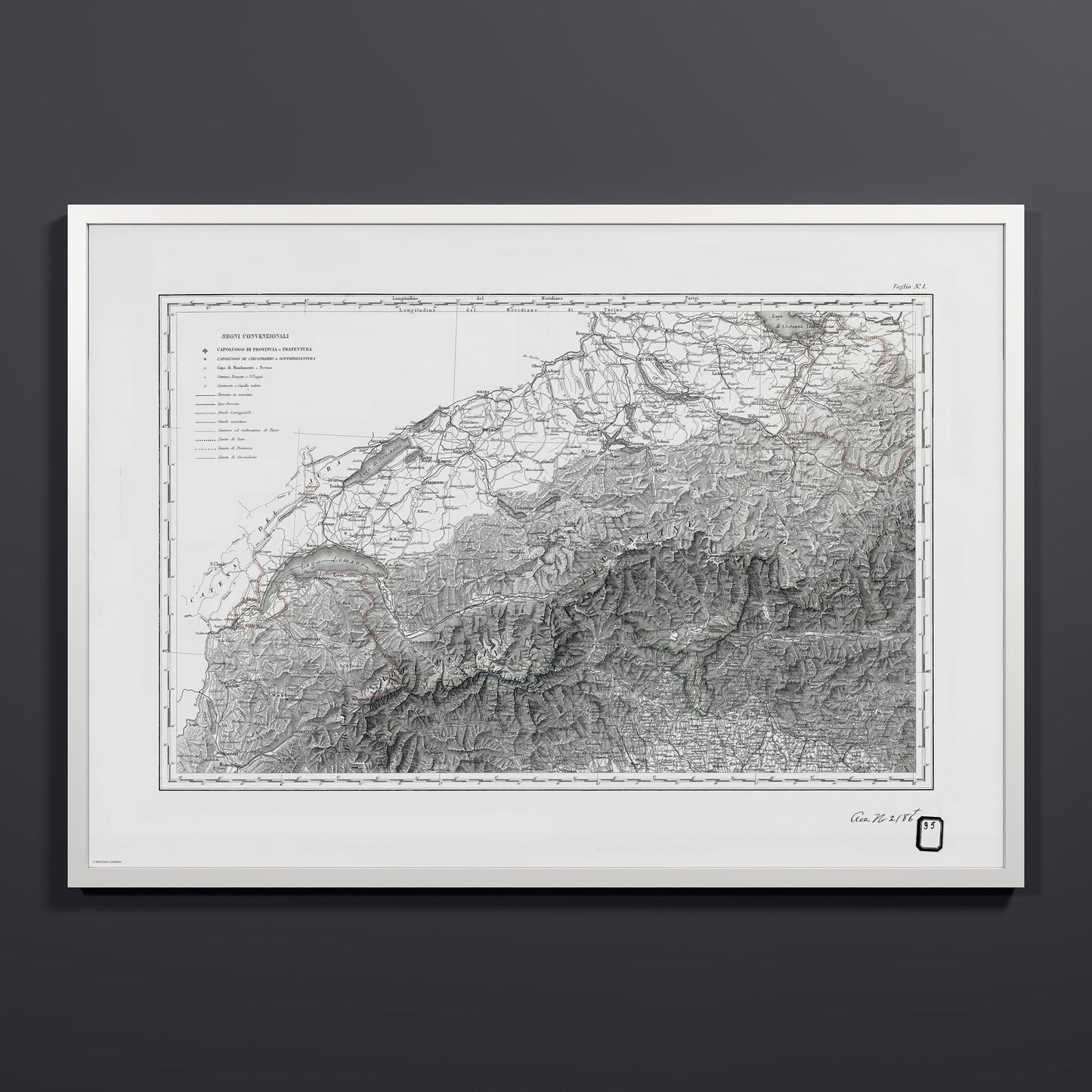 Alpi Italiano OVEST - XL (70x100 cm / 28x40″) White Frame