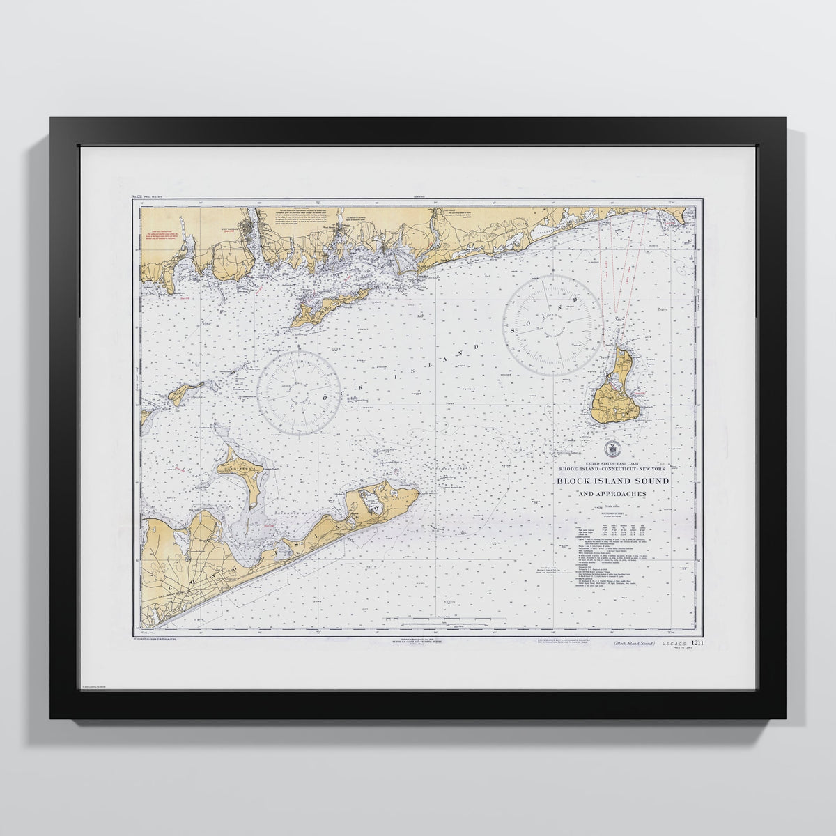 Block Island Sound and Approaches 1934 - S (40x50 cm / 16x20″) Black Frame