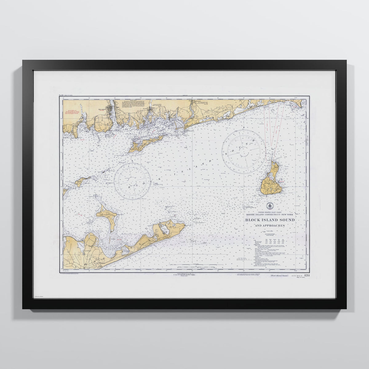 Block Island Sound and Approaches 1934 - M (45x60 cm / 18x24″) Black Frame