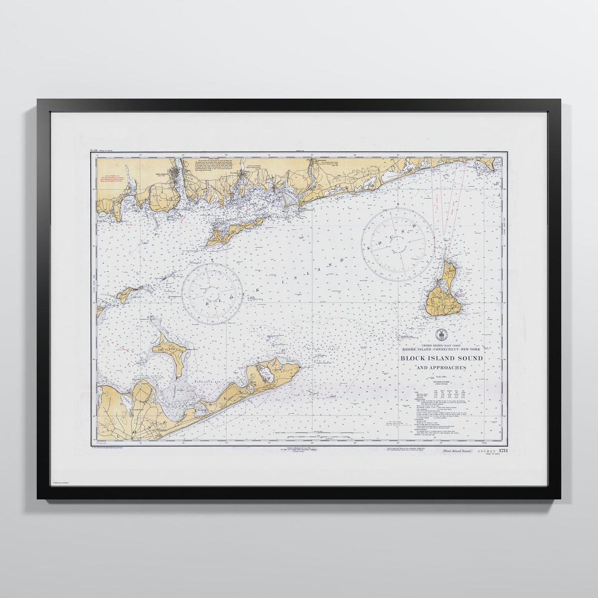 Block Island Sound and Approaches 1934 - L (60x80 cm / 24x32″) Black Frame