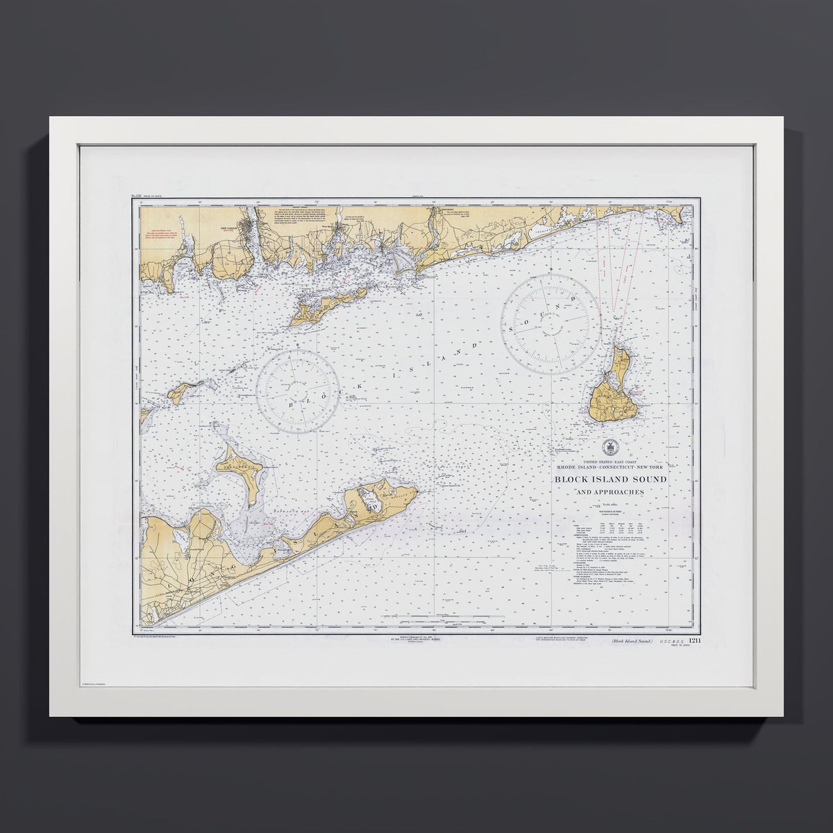 Block Island Sound and Approaches 1934 - S (40x50 cm / 16x20″) White Frame