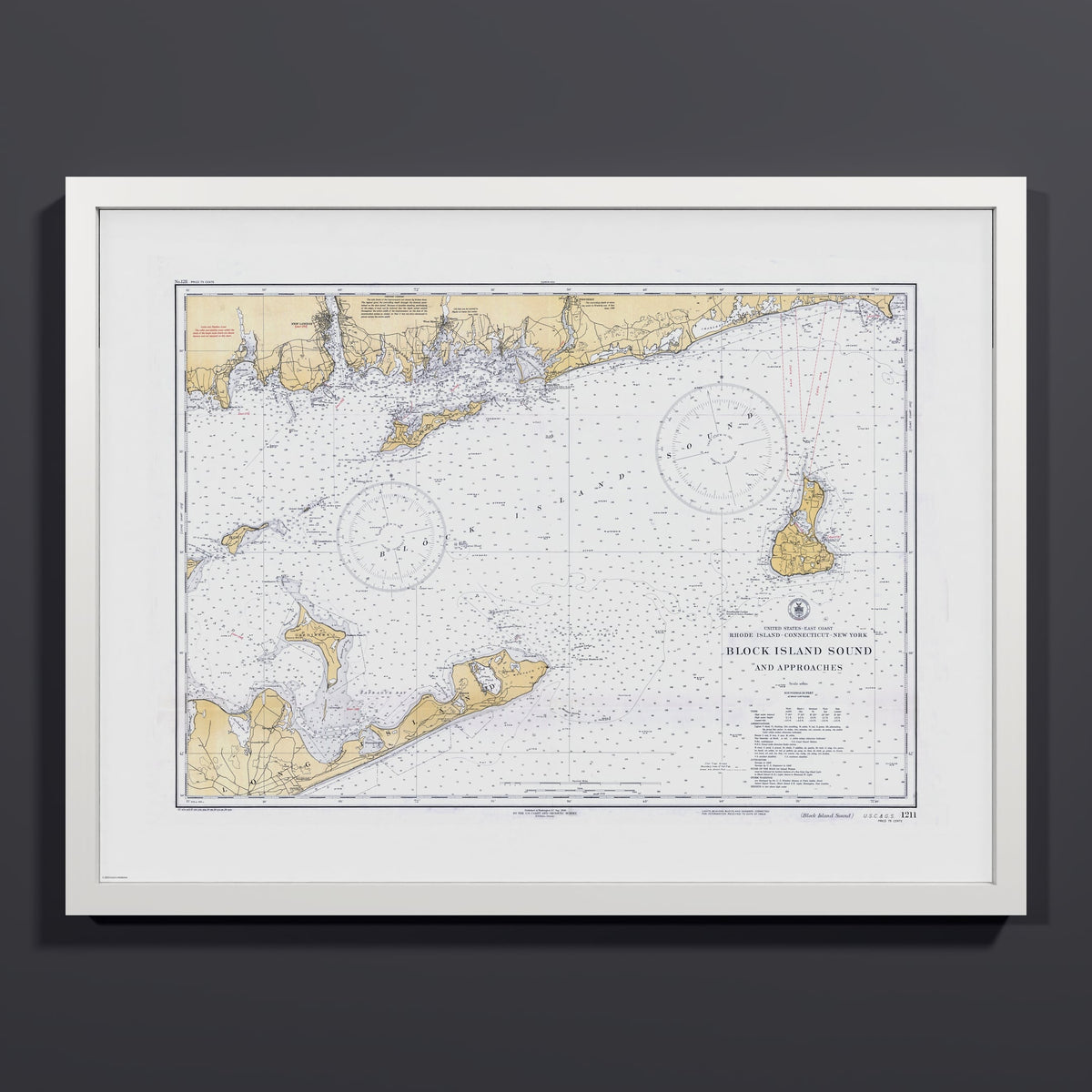 Block Island Sound and Approaches 1934 - M (45x60 cm / 18x24″) White Frame