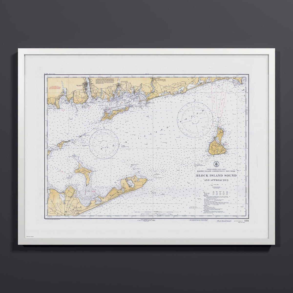Block Island Sound and Approaches 1934 - L (60x80 cm / 24x32″) White Frame