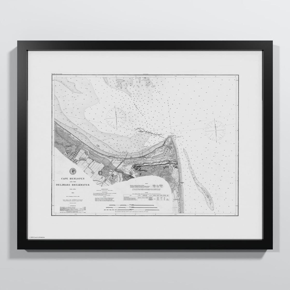 Cape Henlopen & the Delaware Breakwater 1883 - S (40x50 cm / 16x20″) Black Frame