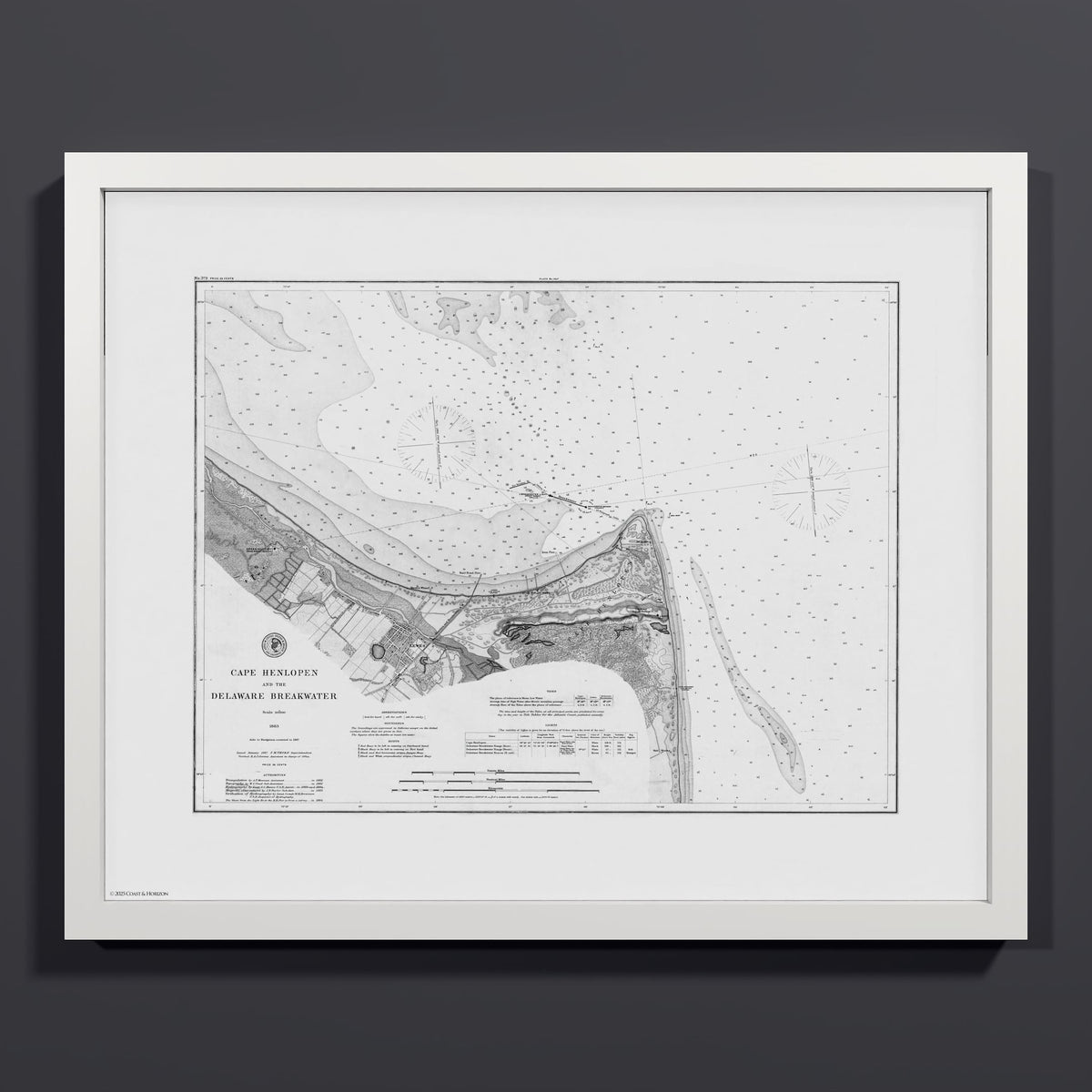Cape Henlopen & the Delaware Breakwater 1883 - S (40x50 cm / 16x20″) White Frame