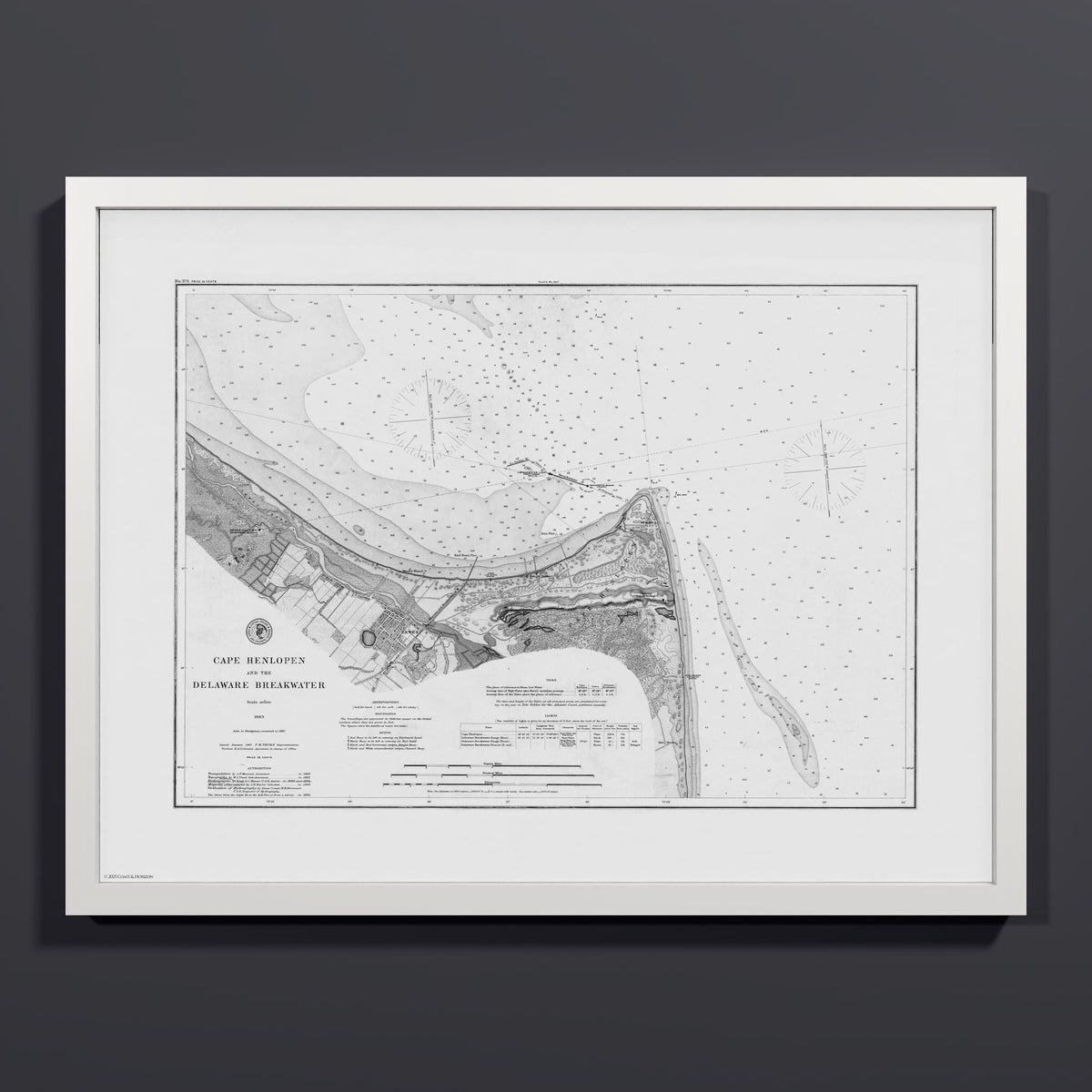 Cape Henlopen & the Delaware Breakwater 1883 - M (45x60 cm / 18x24″) White Frame