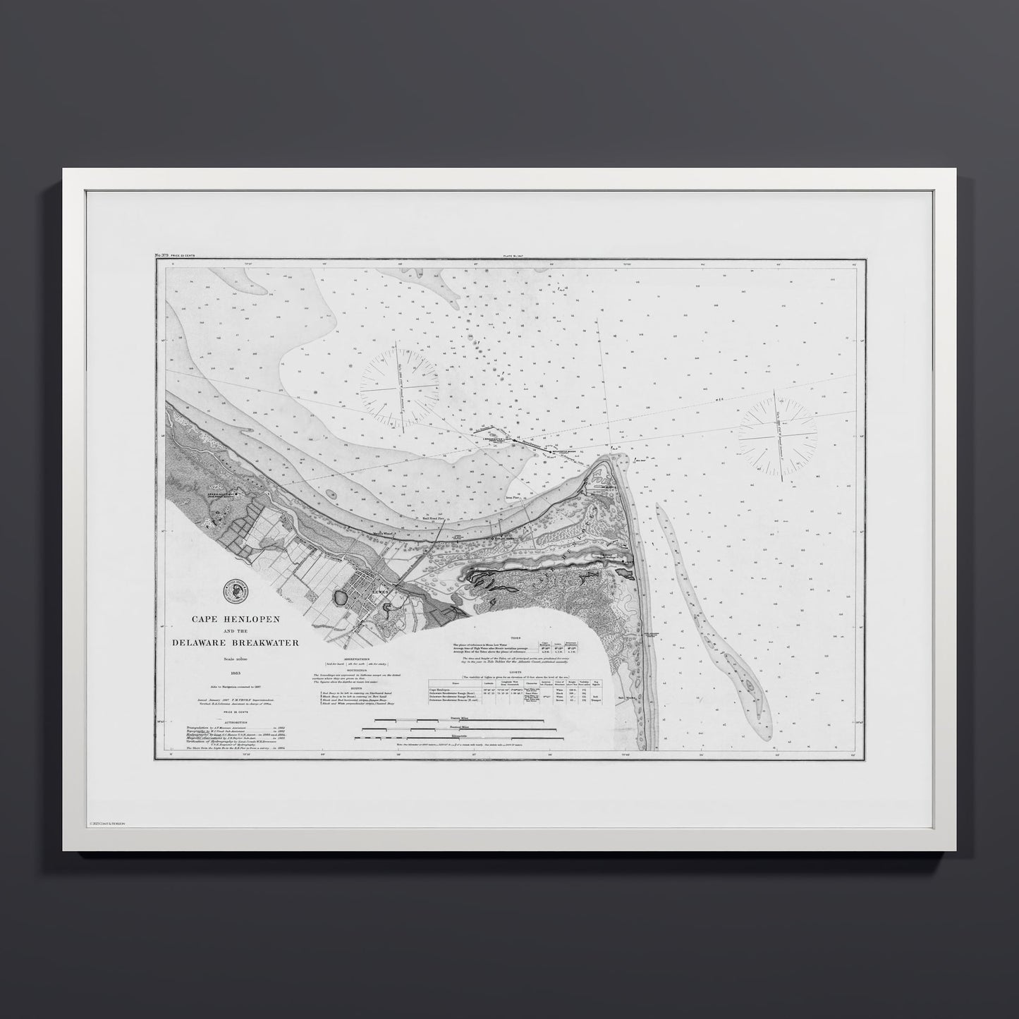 Cape Henlopen & the Delaware Breakwater 1883 - L (60x80 cm / 24x32″) White Frame