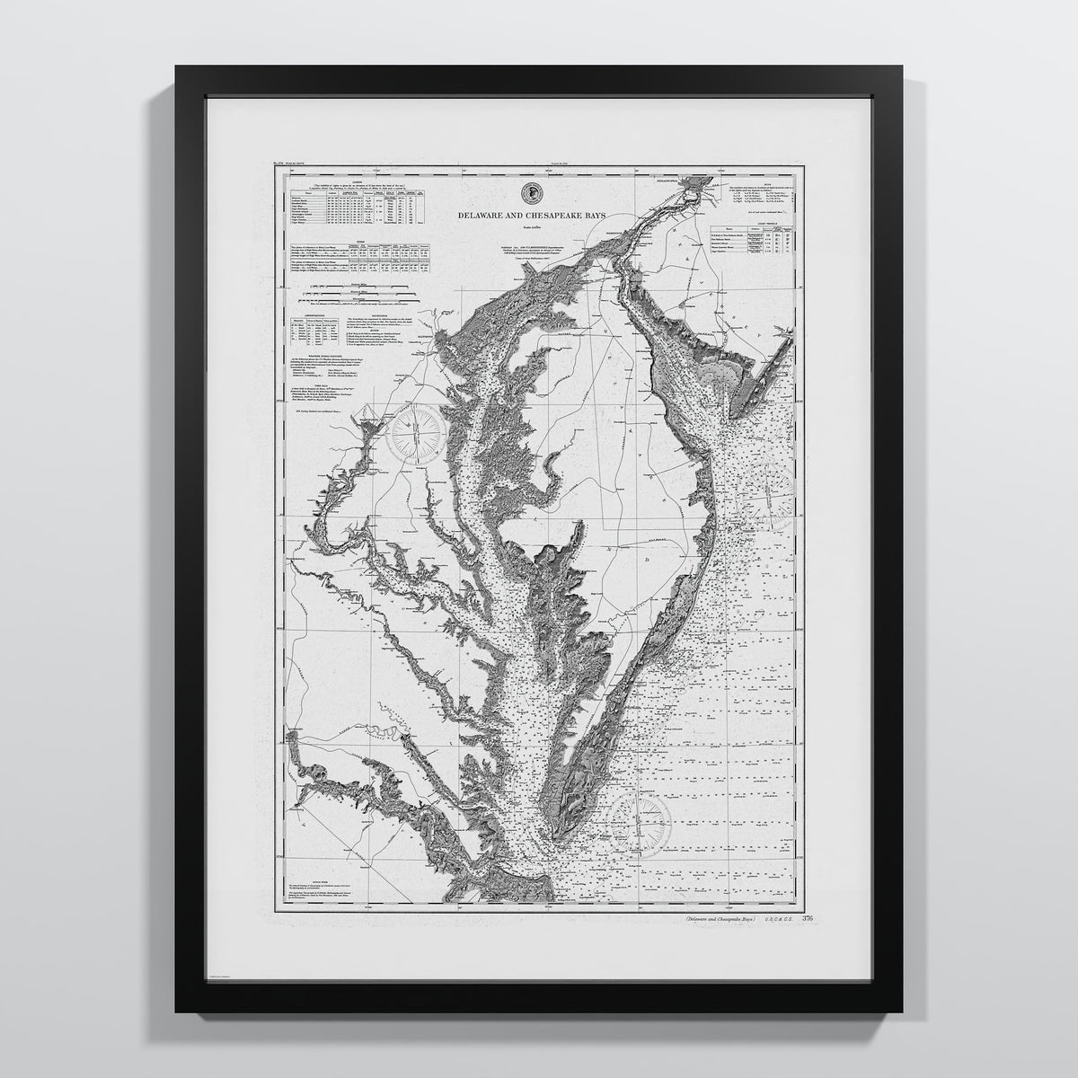 Delaware and Chesapeake Bays 1892 - M (45x60 cm / 18x24″) Black Frame