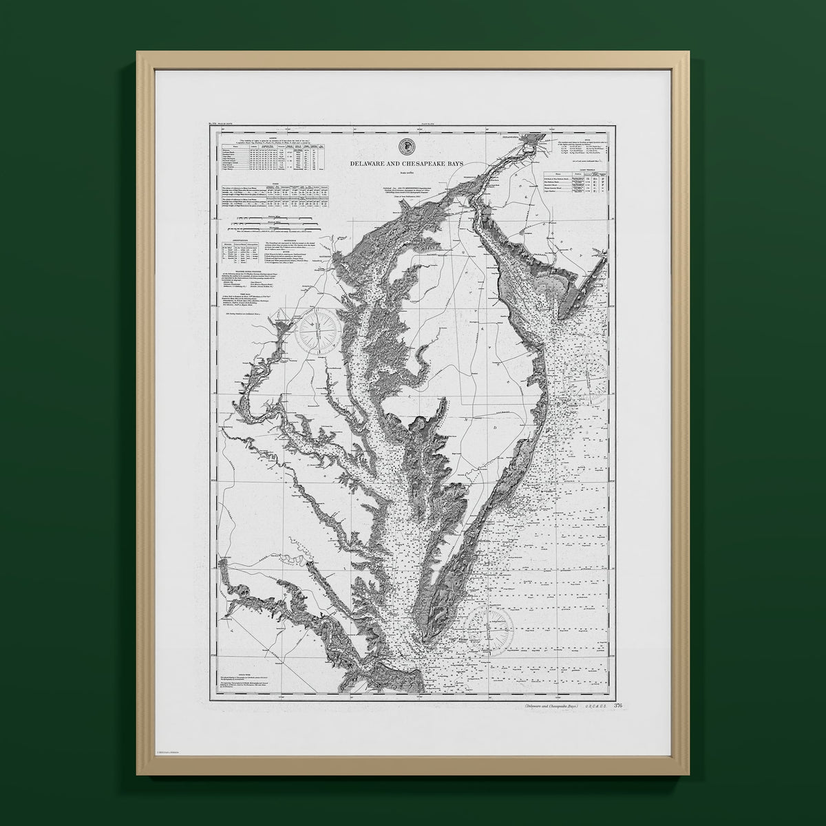 Delaware and Chesapeake Bays 1892 - L (60x80 cm / 24x32″) Natural Frame