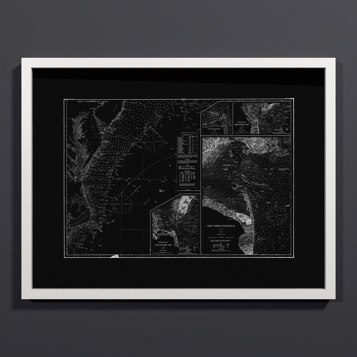 Entrance to Chesapeake Bay Delaware Bay and New York 1875 - M (45x60 cm / 18x24″) White Frame