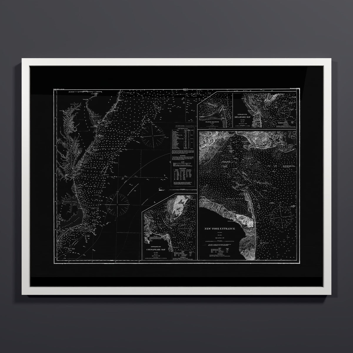 Entrance to Chesapeake Bay Delaware Bay and New York 1875 - L (60x80 cm / 24x32″) White Frame