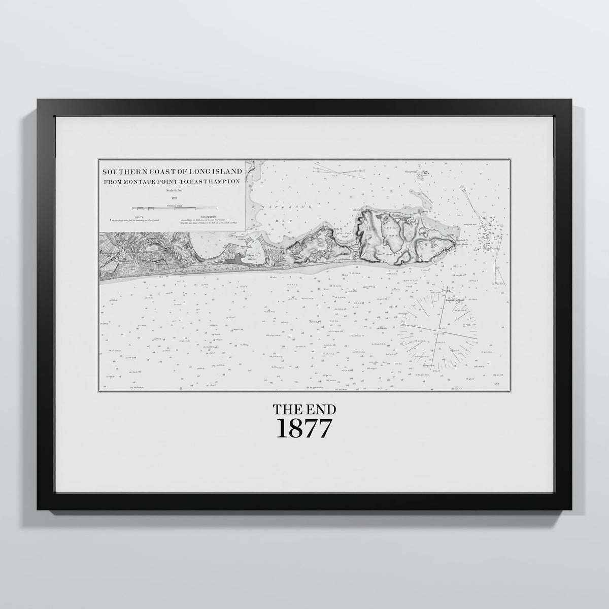 Southern Coast of Long Island From Montaukpoint to East Hampton 1877 - M (45x60 cm / 18x24″) Black Frame