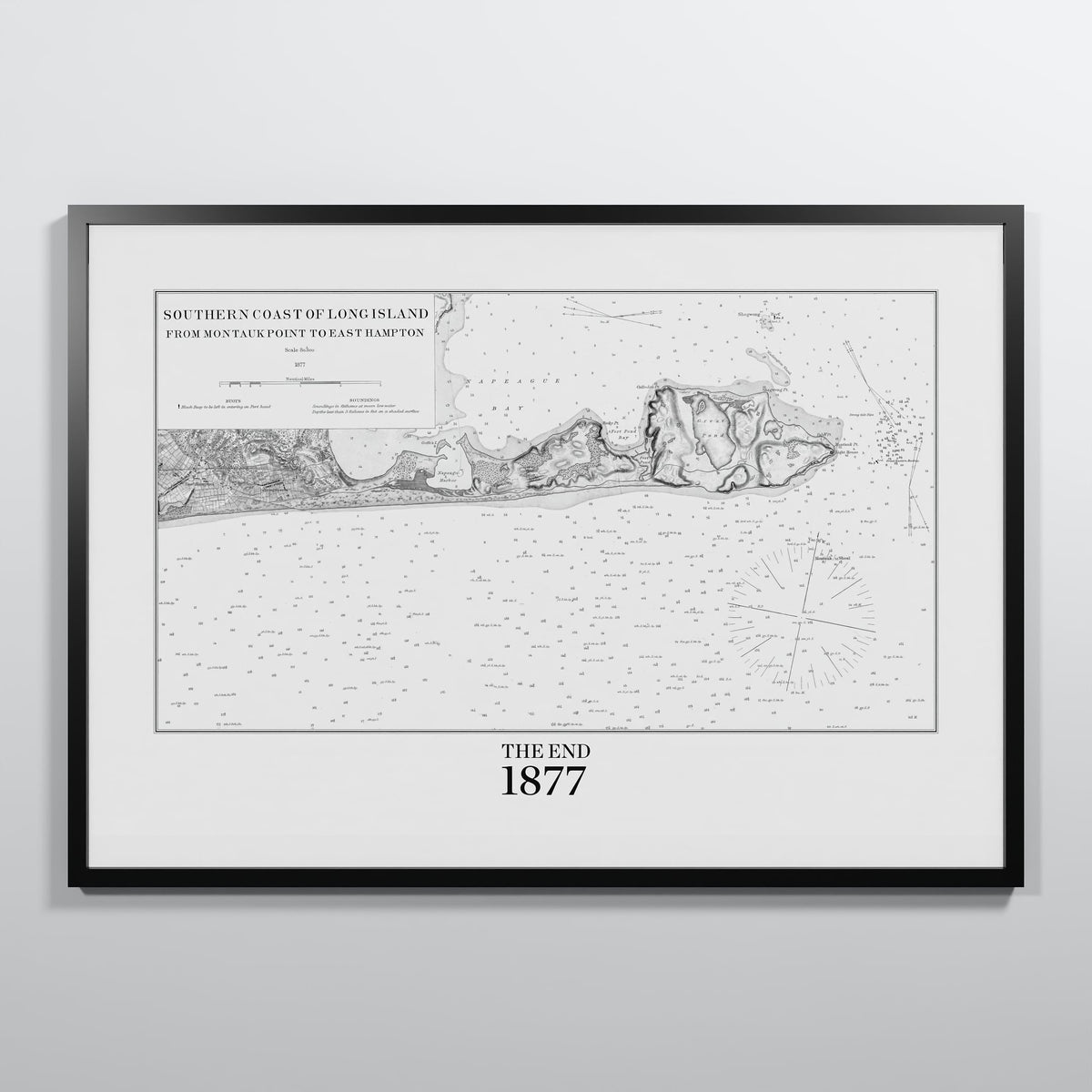 Southern Coast of Long Island From Montaukpoint to East Hampton 1877 - XL (70x100 cm / 28x40″) Black Frame