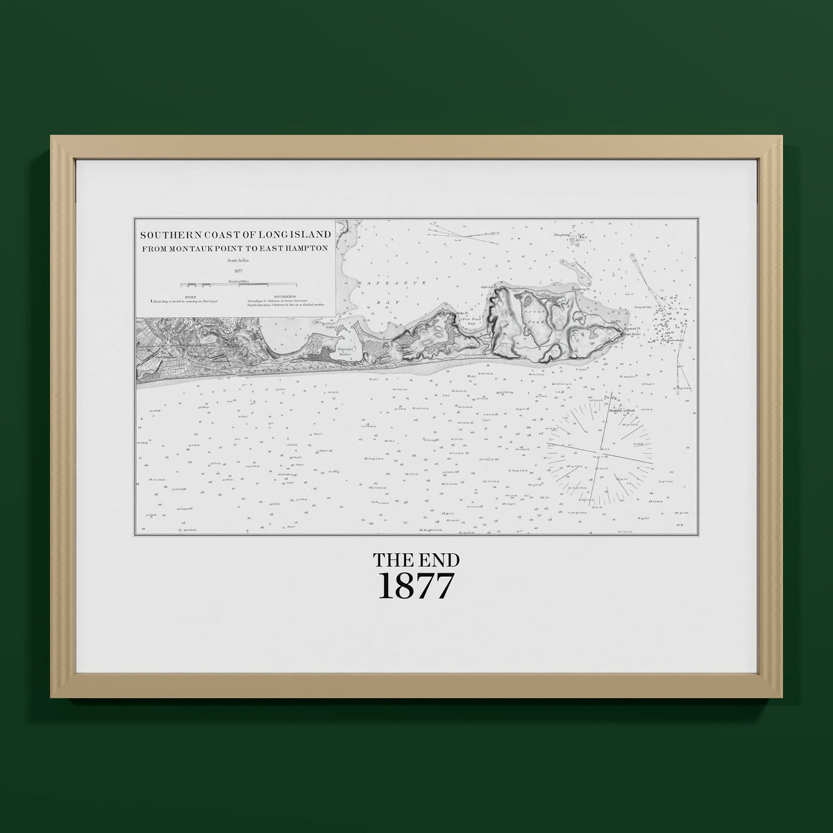 Southern Coast of Long Island From Montaukpoint to East Hampton 1877 - M (45x60 cm / 18x24″) Natural Frame