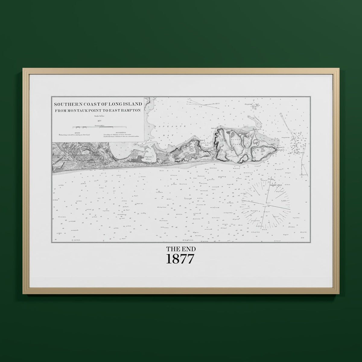 Southern Coast of Long Island From Montaukpoint to East Hampton 1877 - XL (70x100 cm / 28x40″) Natural Frame