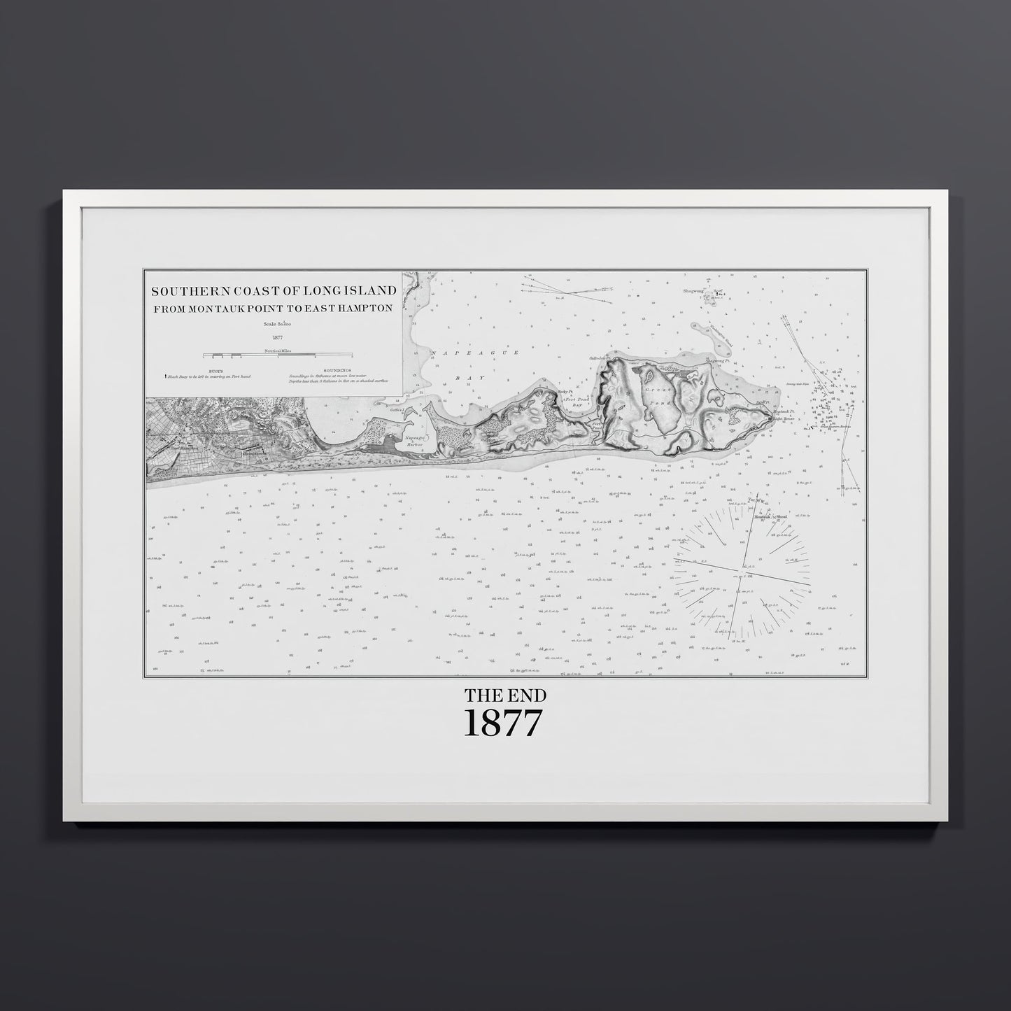 Southern Coast of Long Island From Montaukpoint to East Hampton 1877 - XL (70x100 cm / 28x40″) White Frame
