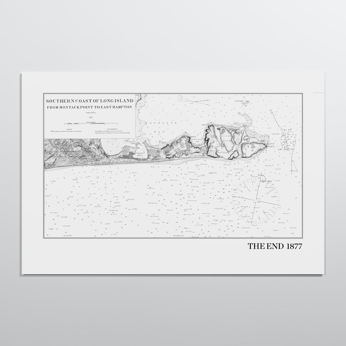 Southern Coast of Long Island From Montaukpoint to East Hampton INDIGO - L (60x90 cm / 24x36″) Print Only