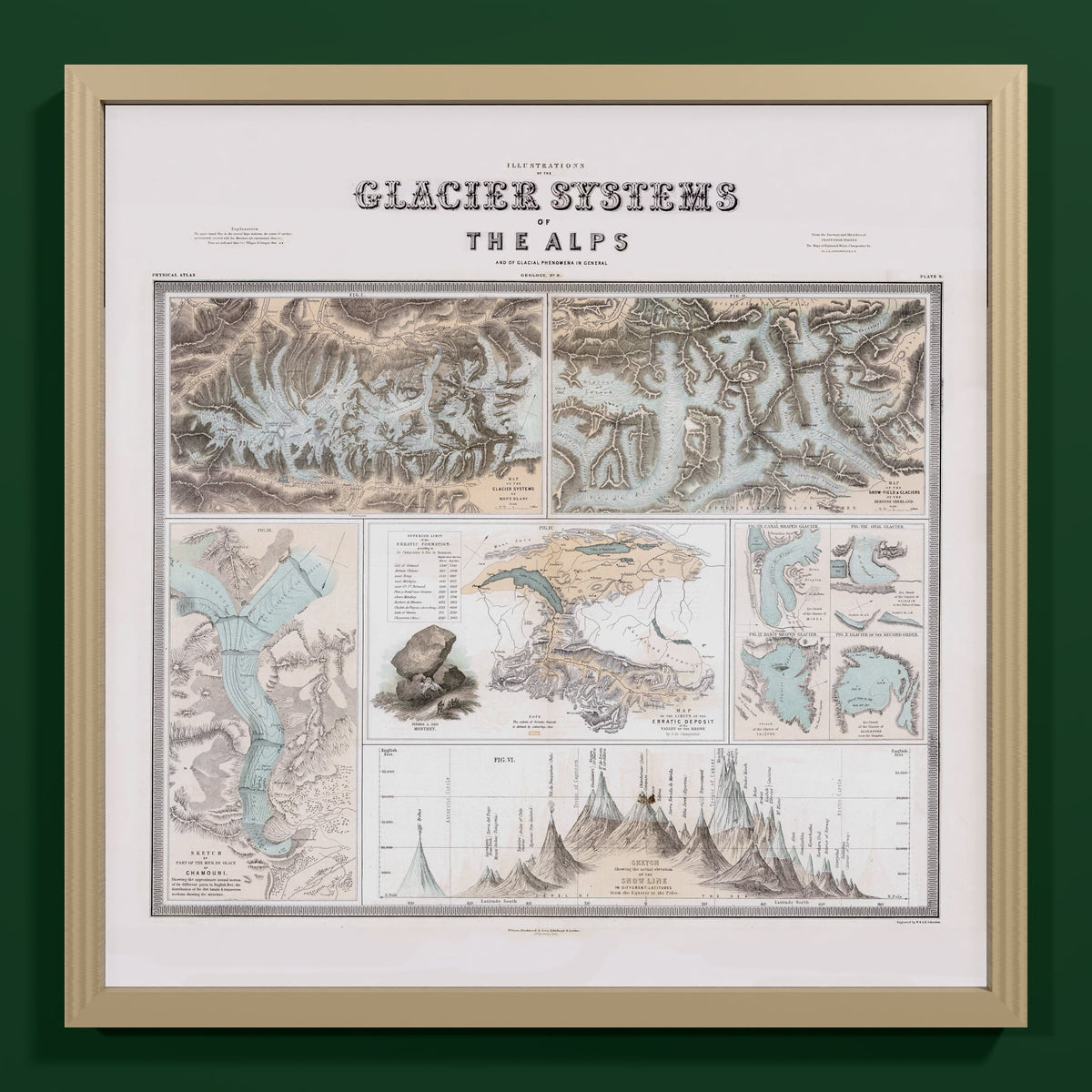 Glaciers of the Alps 1856 - M (50x50 cm / 20x20″) Natural Frame