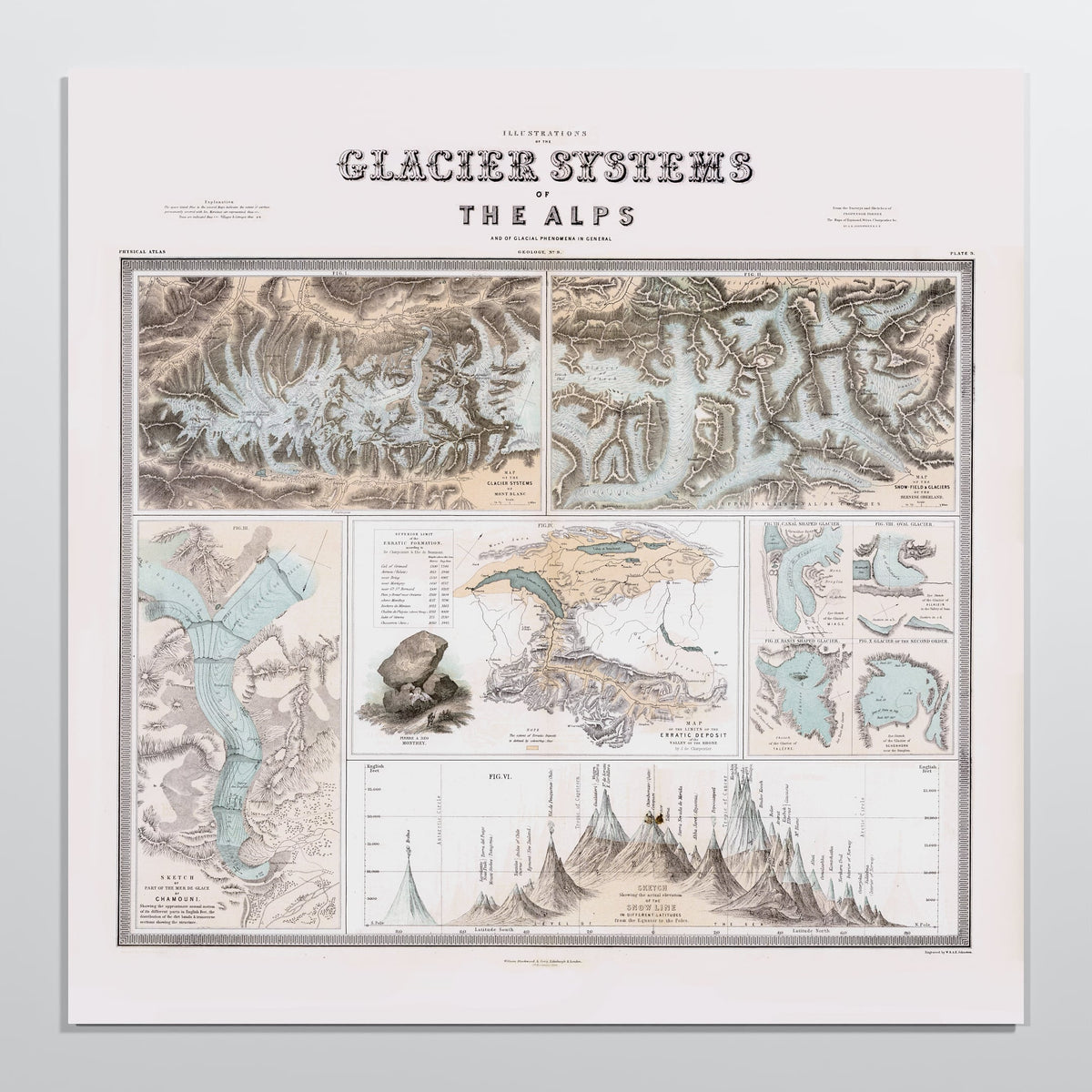 Glaciers of the Alps 1856 - L (70x70 cm / 28x28″) Print Only