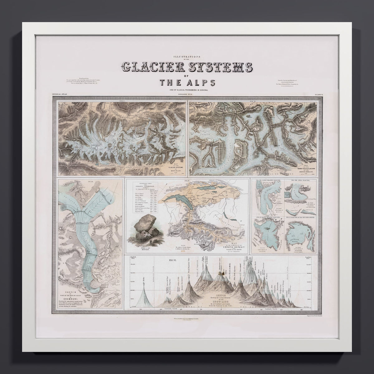 Glaciers of the Alps 1856 - M (50x50 cm / 20x20″) White Frame