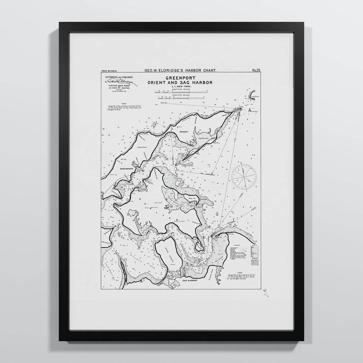 Greenport Orient and Sag Harbor 1908 - M (45x60 cm / 18x24″) Black Frame