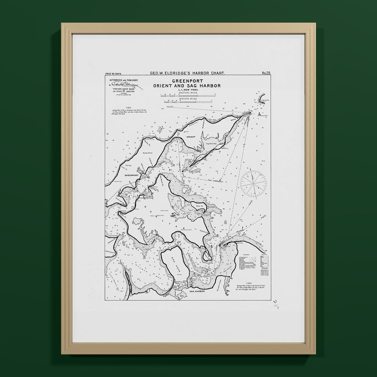 Greenport Orient and Sag Harbor 1908 - M (45x60 cm / 18x24″) Natural Frame