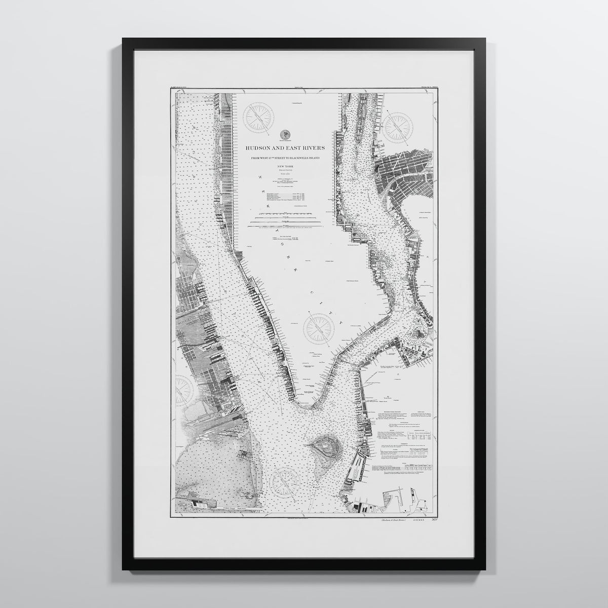 Hudson and East Rivers 1900 - L (60x90 cm / 24x36″) Black Frame