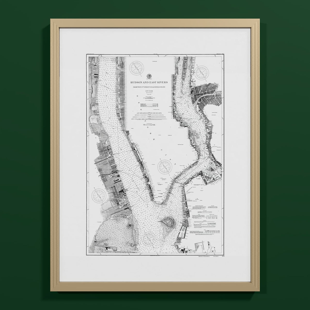 Hudson and East Rivers 1900 - M (45x60 cm / 18x24″) Natural Frame