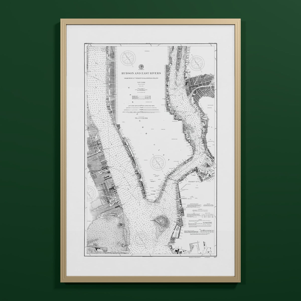 Hudson and East Rivers 1900 - L (60x90 cm / 24x36″) Natural Frame