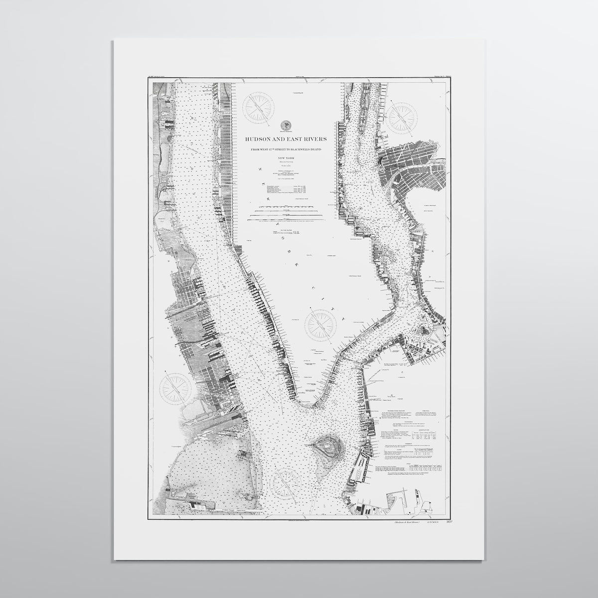 Hudson and East Rivers 1900 - XL (A0 (84.1 x 118.9 cm)) Print Only