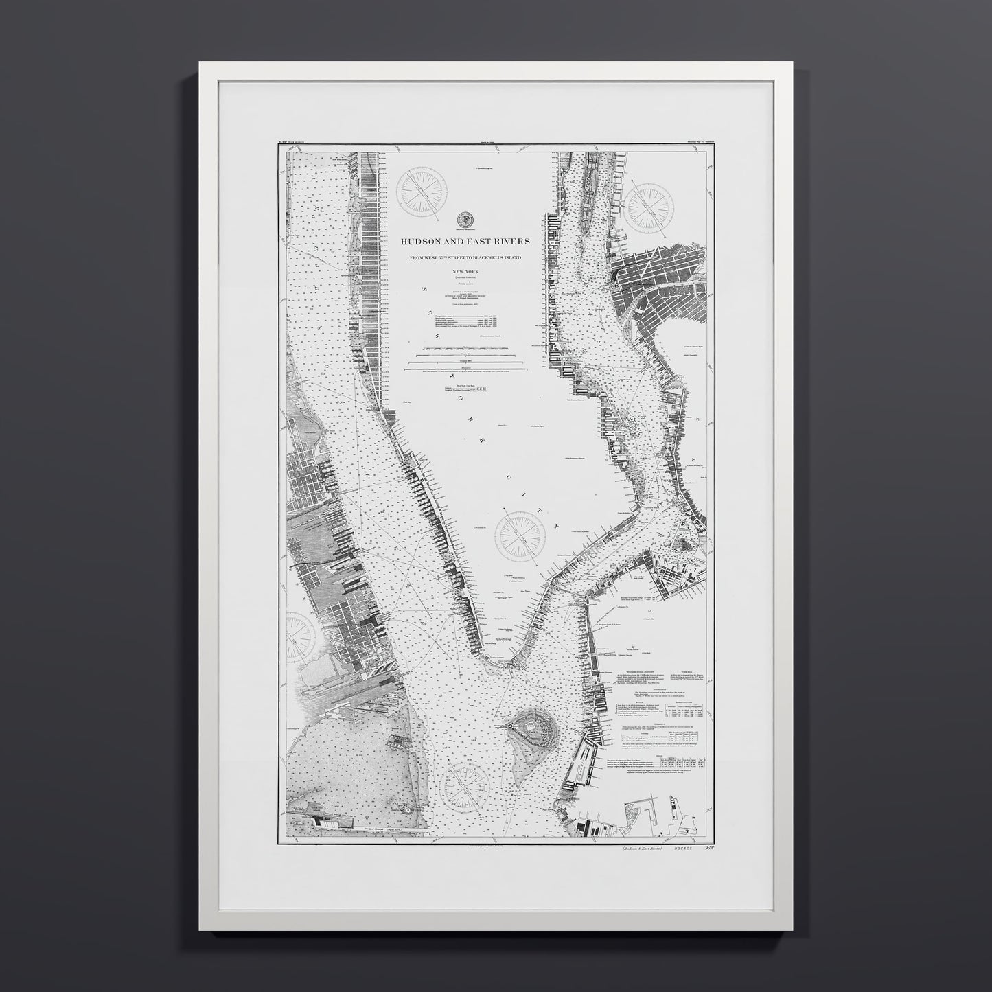 Hudson and East Rivers 1900 - L (60x90 cm / 24x36″) White Frame
