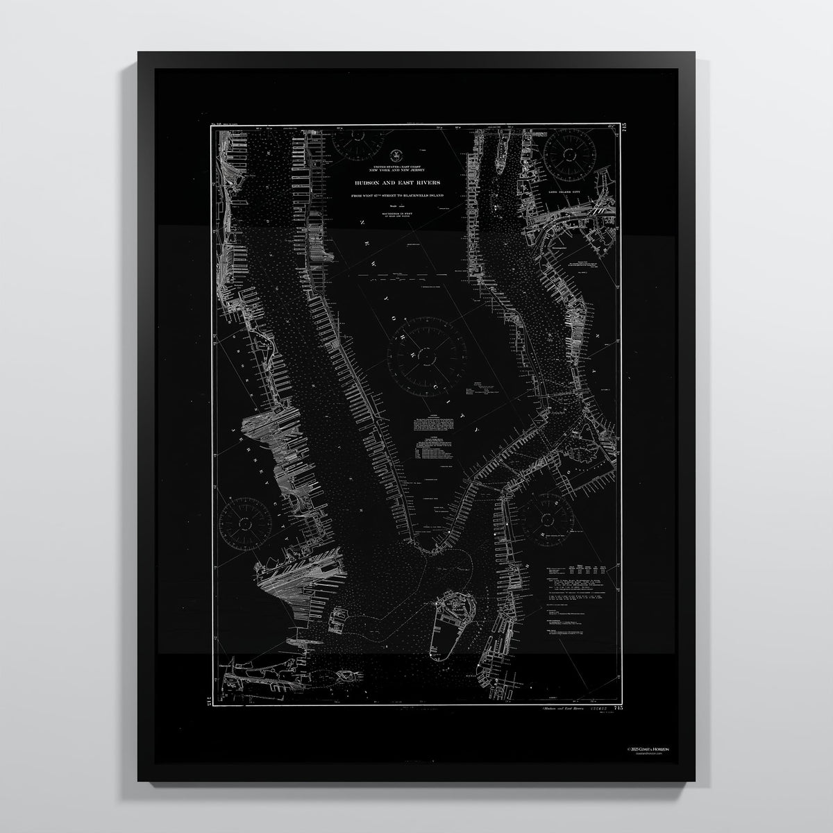 Hudson and East Rivers 1941 - L (60x80 cm / 24x32″) Black Frame