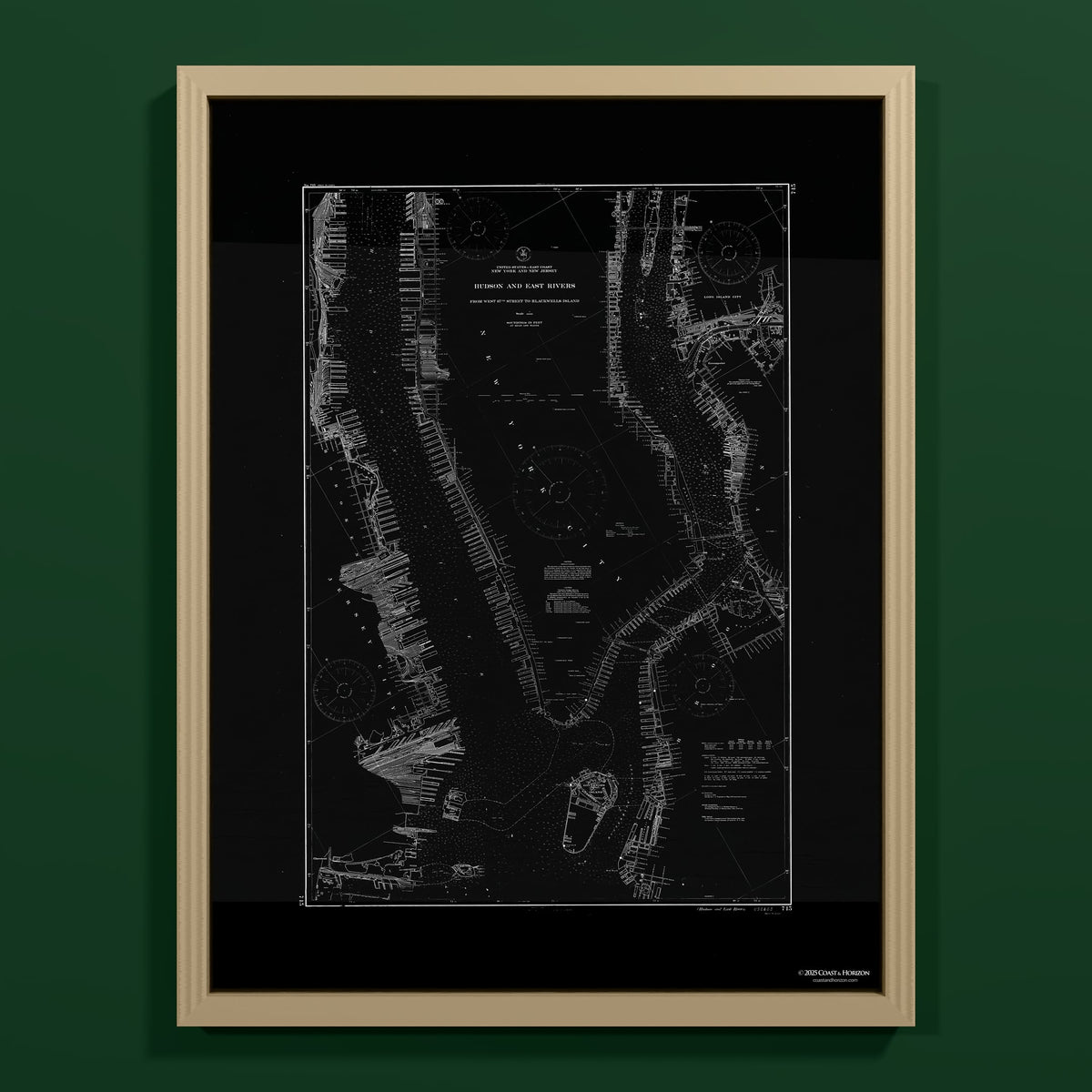 Hudson and East Rivers 1941 - M (45x60 cm / 18x24″) Natural Frame