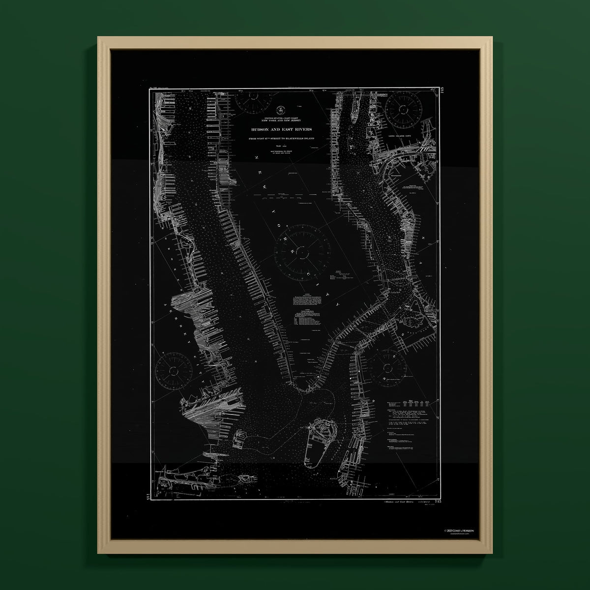 Hudson and East Rivers 1941 - L (60x80 cm / 24x32″) Natural Frame