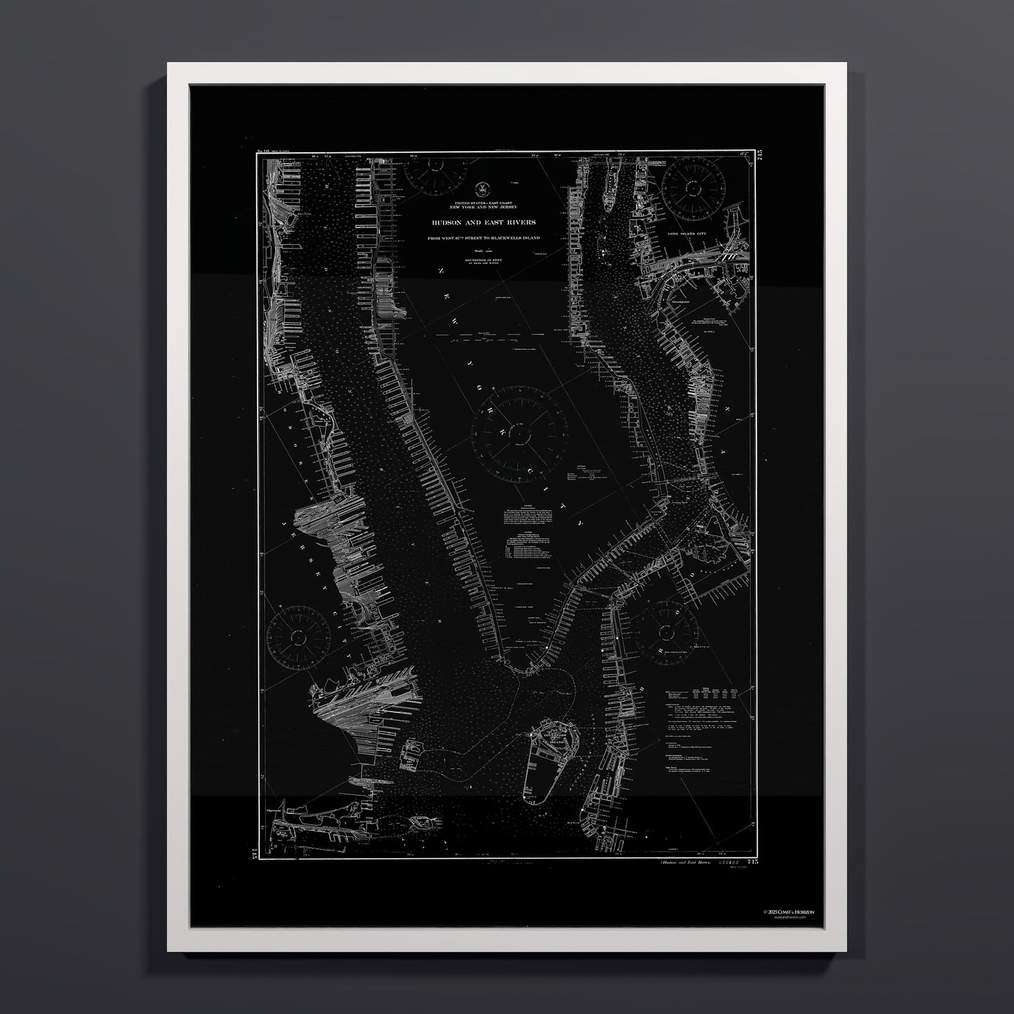 Hudson and East Rivers 1941 - L (60x80 cm / 24x32″) White Frame