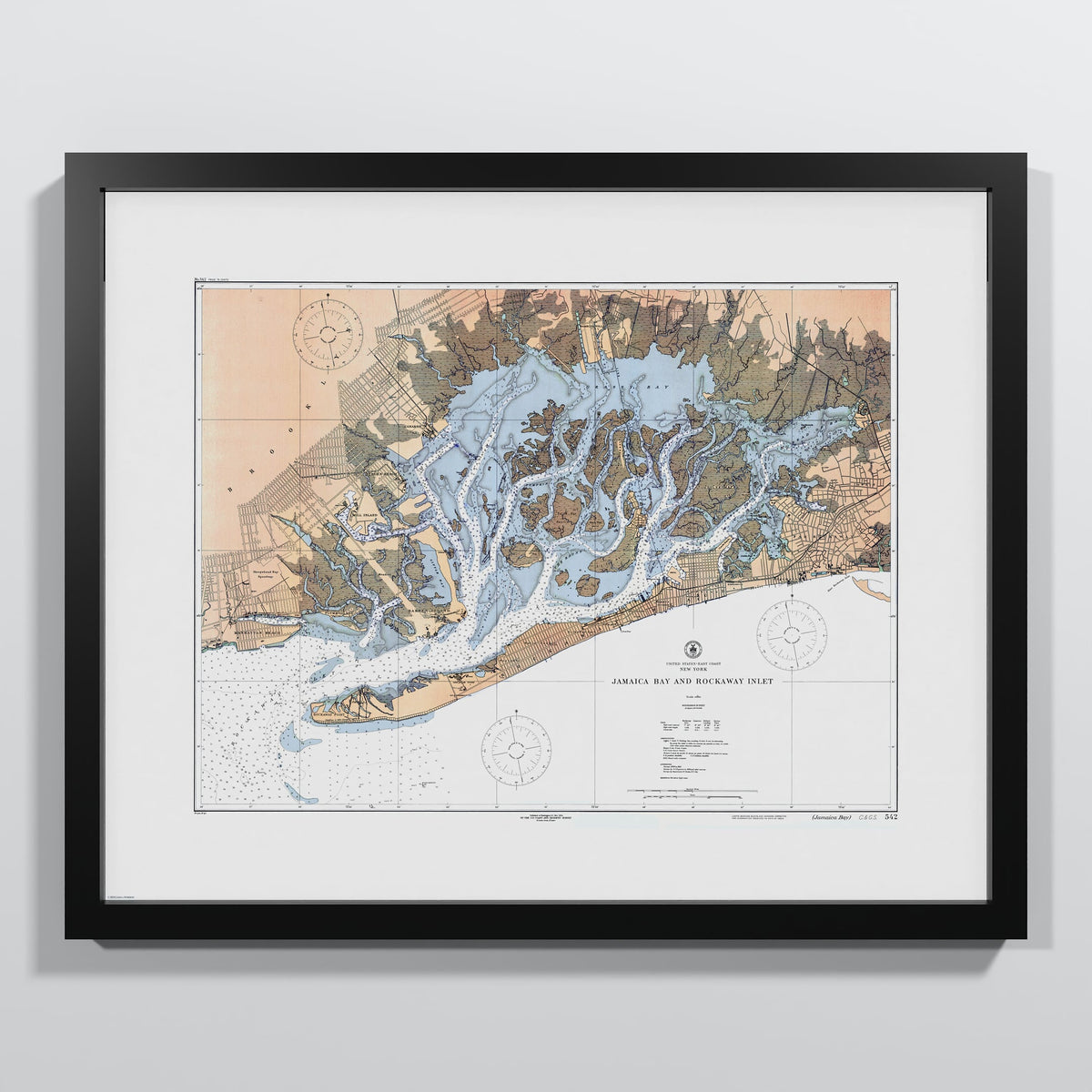 Jamaica Bay And Rockaway Inlet 1924 - S (40x50 cm / 16x20″) Black Frame