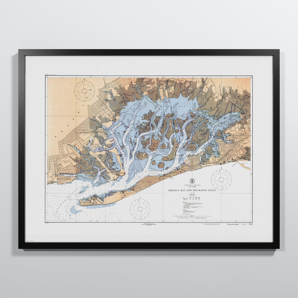 Jamaica Bay And Rockaway Inlet 1924 - L (60x80 cm / 24x32″) Black Frame