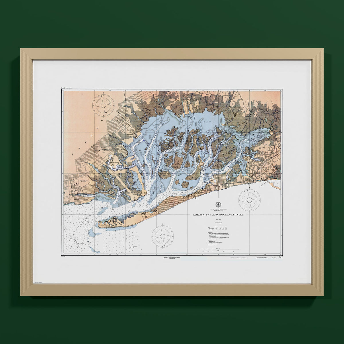 Jamaica Bay And Rockaway Inlet 1924 - S (40x50 cm / 16x20″) Natural Frame