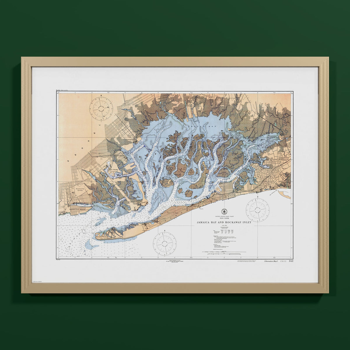 Jamaica Bay And Rockaway Inlet 1924 - M (45x60 cm / 18x24″) Natural Frame