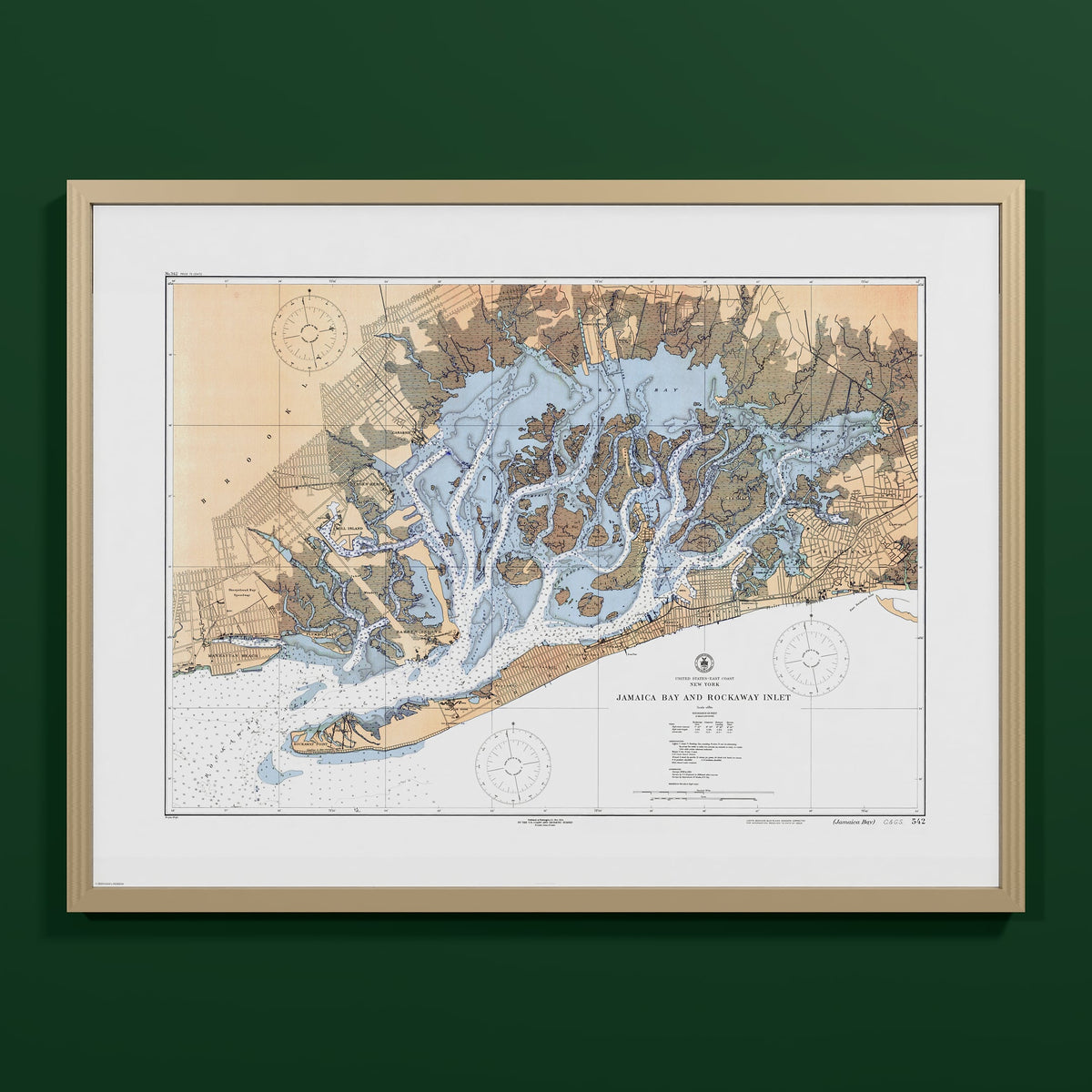 Jamaica Bay And Rockaway Inlet 1924 - L (60x80 cm / 24x32″) Natural Frame