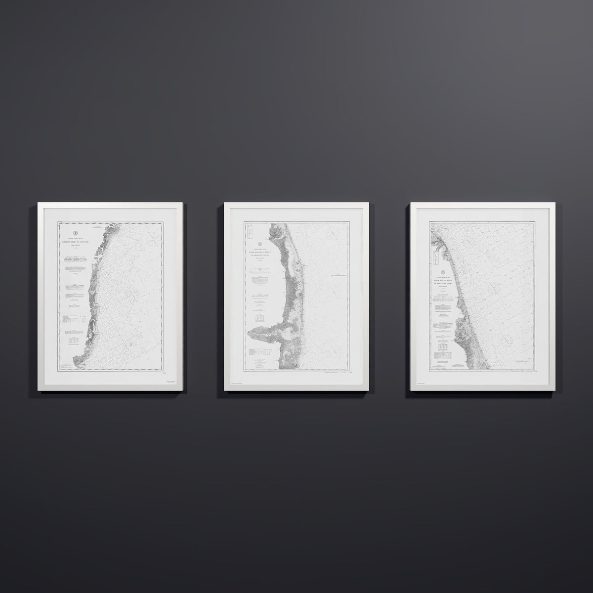 Jersey Shore Triptych - 18" × 24" White Frame