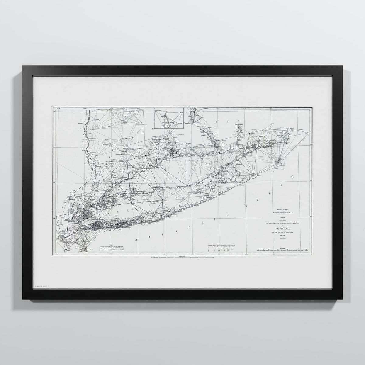 Long Island Sound Triangulation 1881 - A2h Black Frame