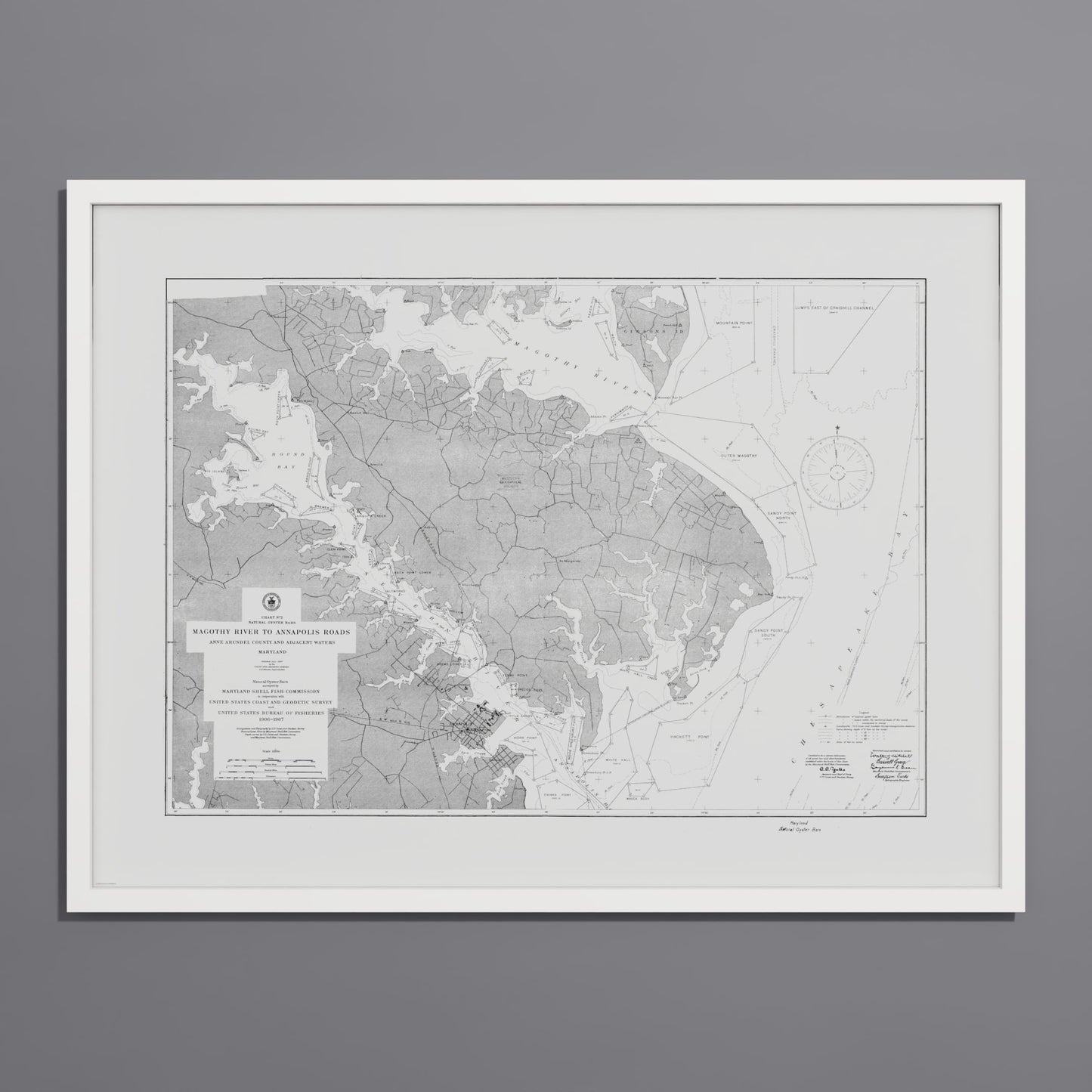 Magothy River to Annapolis Roads Natural Oyster Bars 1906 - undefined Print Only