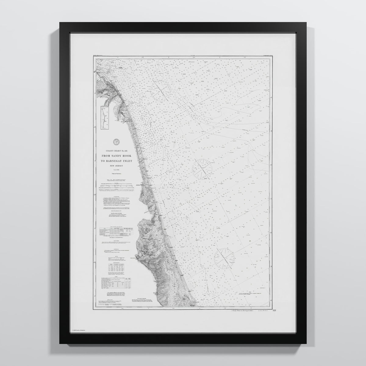 Sandy Hook To Barnegat Inlet 1886 - M (45x60 cm / 18x24″) Black Frame