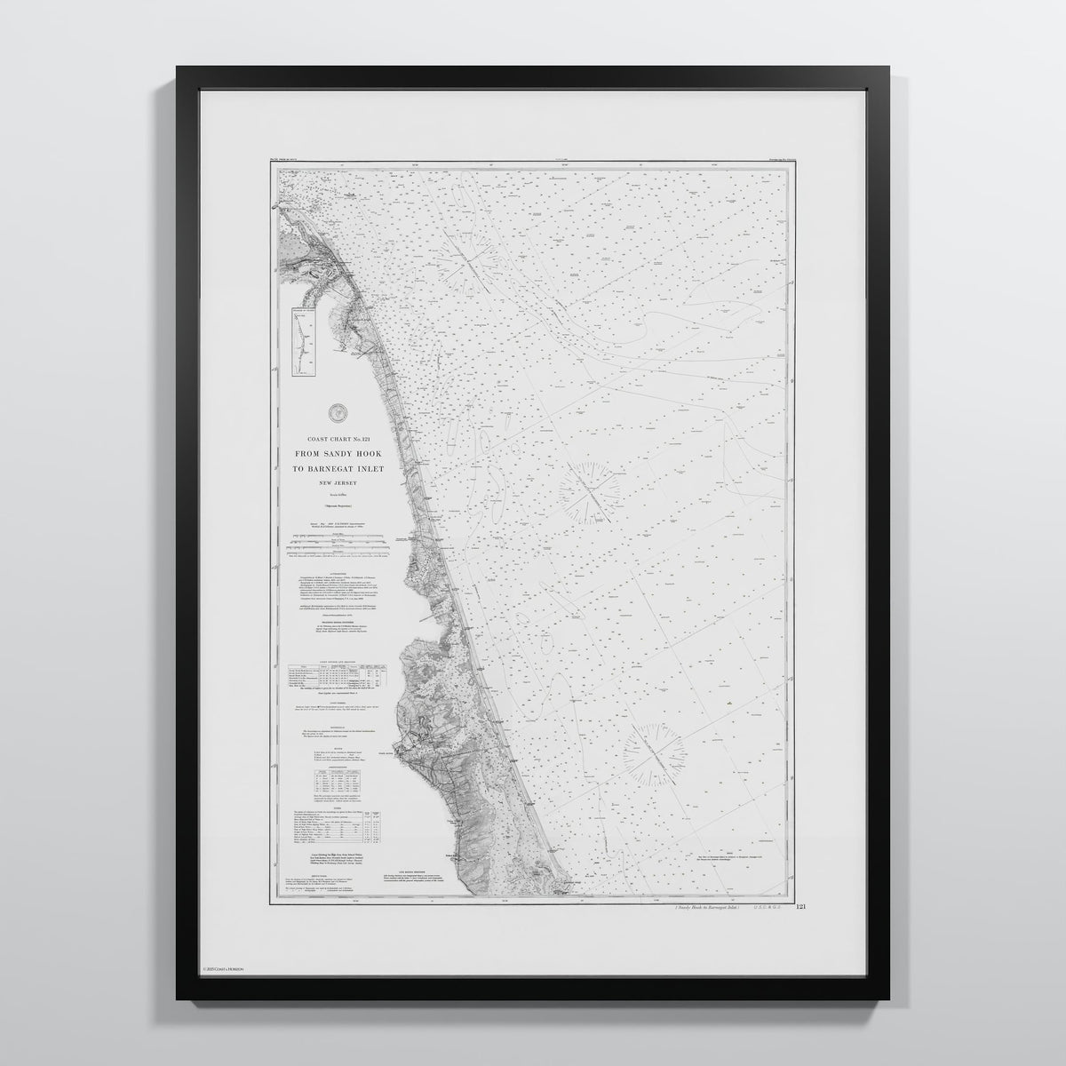 Sandy Hook To Barnegat Inlet 1886 - L (60x80 cm / 24x32″) Black Frame