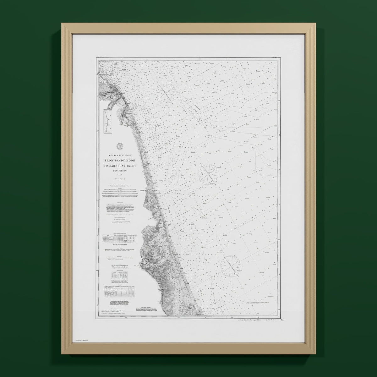 Sandy Hook To Barnegat Inlet 1886 - M (45x60 cm / 18x24″) Natural Frame