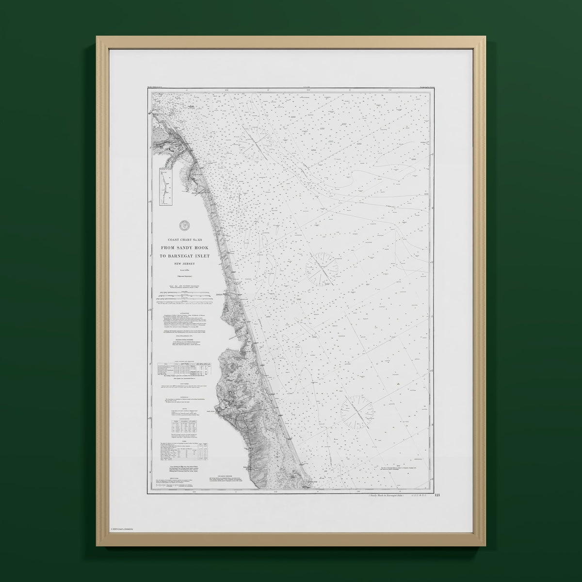 Sandy Hook To Barnegat Inlet 1886 - L (60x80 cm / 24x32″) Natural Frame